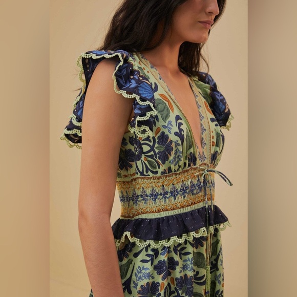 FARM Rio Ocean Tapestry Green Maxi Dress - Picture 3 of 13